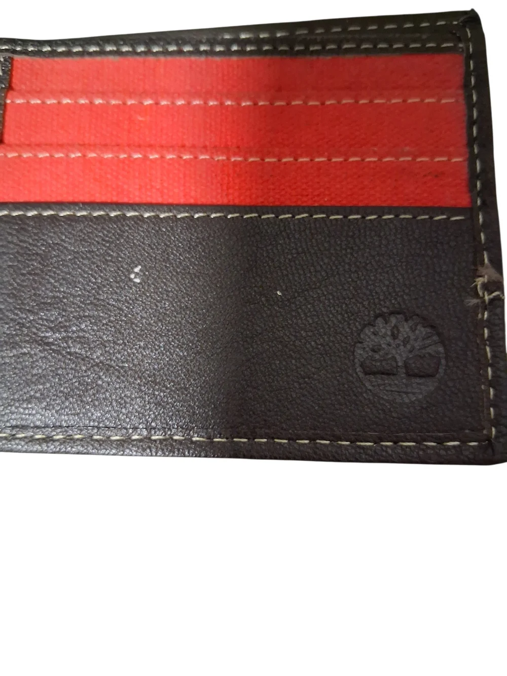 Timberland Red Canvas and Brown Leather Card Holder